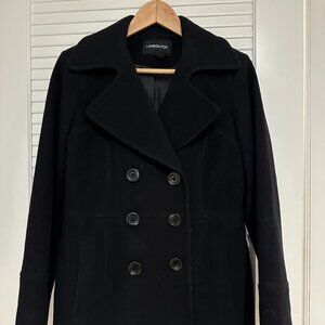 London Fog Women’s Black Wool Blend Peacoat – Size S – Double Breasted